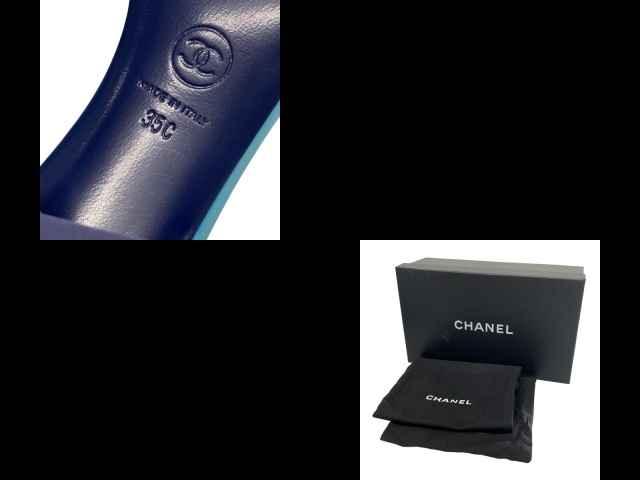 シャネル CHANEL ミュール 35 C G38689 - レザー ブルーグリーン レディース ココマーク 美品 靴