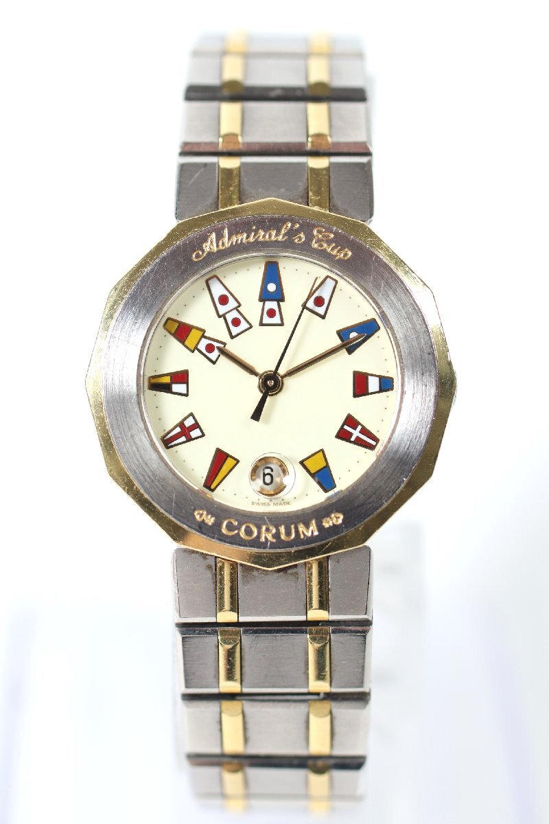 ★CORMU コルム Admiral's Cup アドミラルズカップ 39.610.21 V-52 クオーツ デイト レディース 腕時(shí)計(jì) 7011-TE