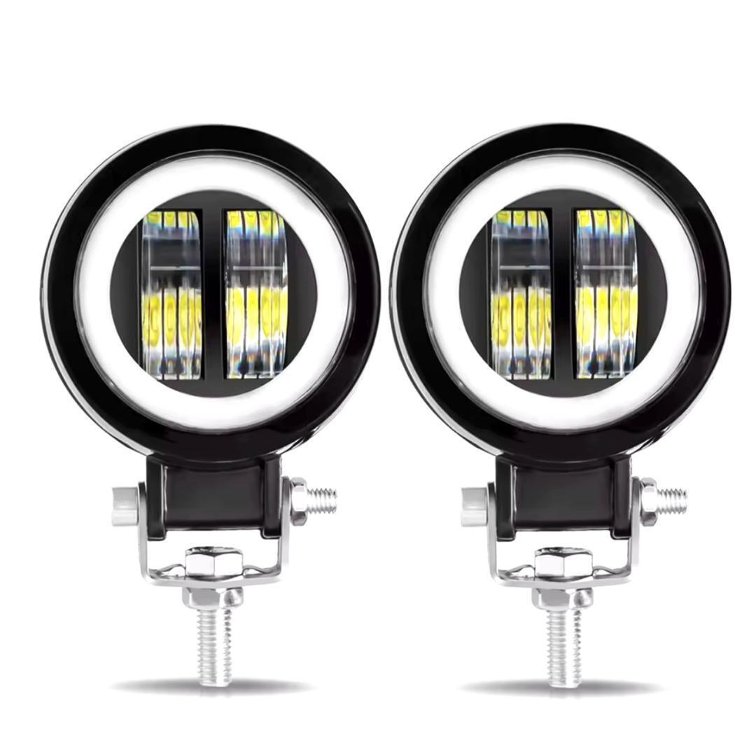 LEDワークライト イカリング付 20W 2個(gè) 12V 24V 2モード 作業(yè)燈 フォグ デイライト バイク 車(chē) 防水 汎用 小型 プロジェクター 管理E1
