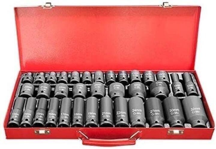 インパクトソケット 六角 ソケット インパクト ソケット セット ソケットセット 35個 収納ケース付き 1/2 12.7mm ディープ ビット 管理B6
