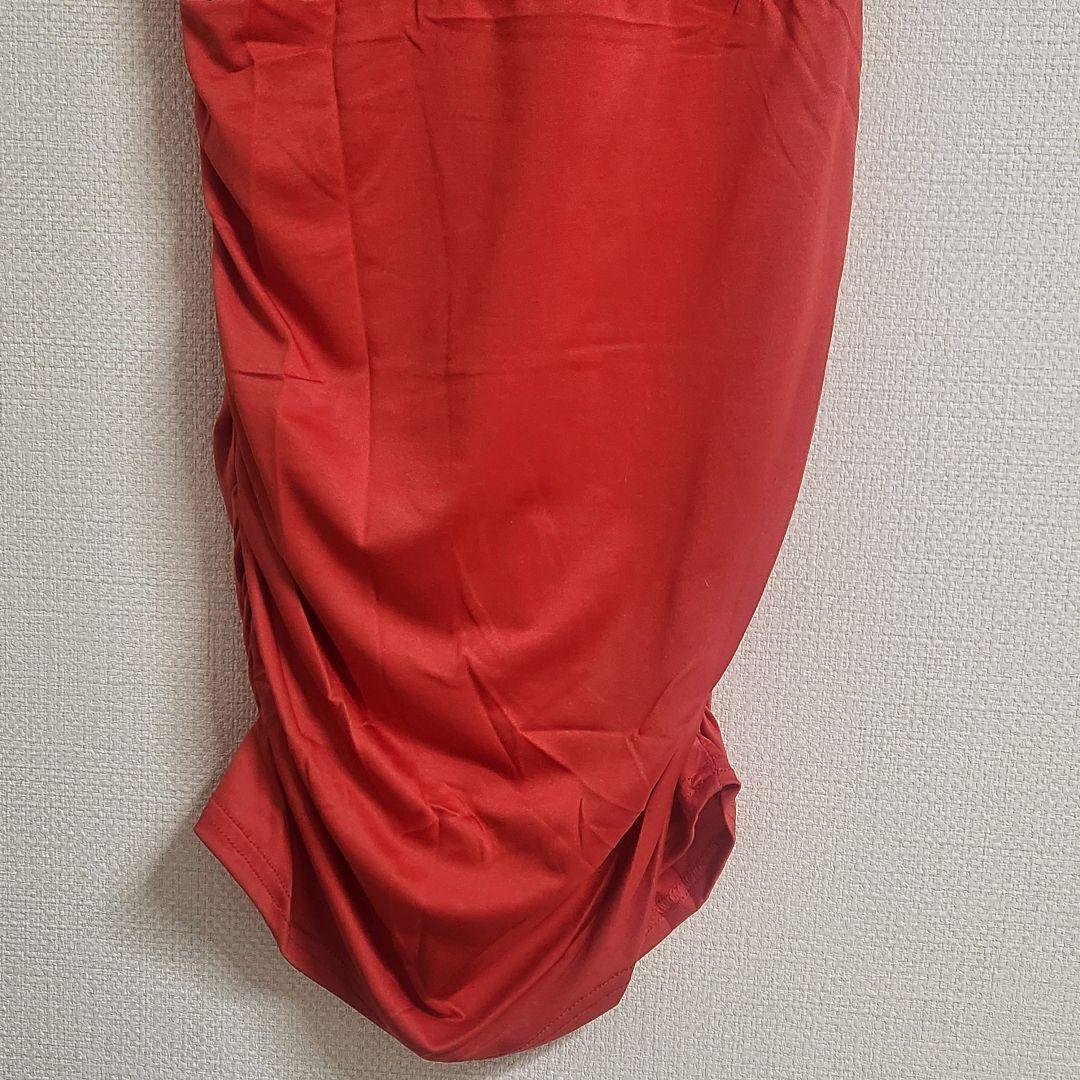 赤いフリル 袖ラップスタイル ミニワンピース Mサイズ レッド_画像7