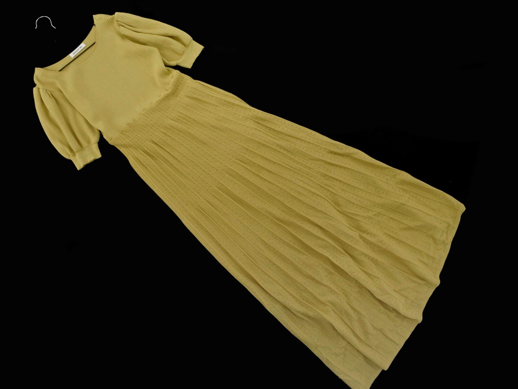 NATURAL BEAUTY BASIC ナチュラルビューティーベーシック ニット ワンピース sizeM/黃 ■◆ ☆ fea1 レディース