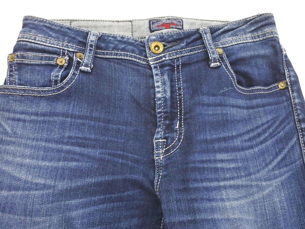 RODEO CROWNS ロデオクラウンズ USED加工 スキニー デニムパンツ size25/紺 ■■ ☆ fea1 レディース
