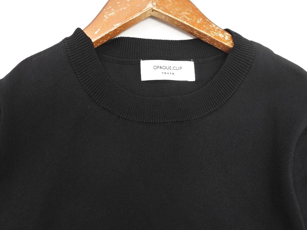OPAQUE オペーク ボリュームスリーブ サマー ニット セーター sizeM/黒 ■◆ ☆ fea2 レディース