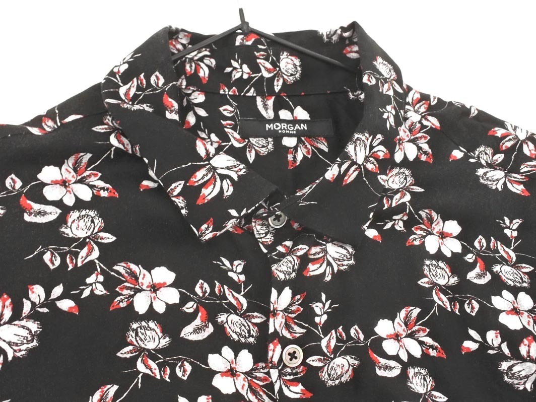 MORGAN モルガン HOMME オム 花柄 シャツ 黒 ■◆ ☆ fea1 メンズ