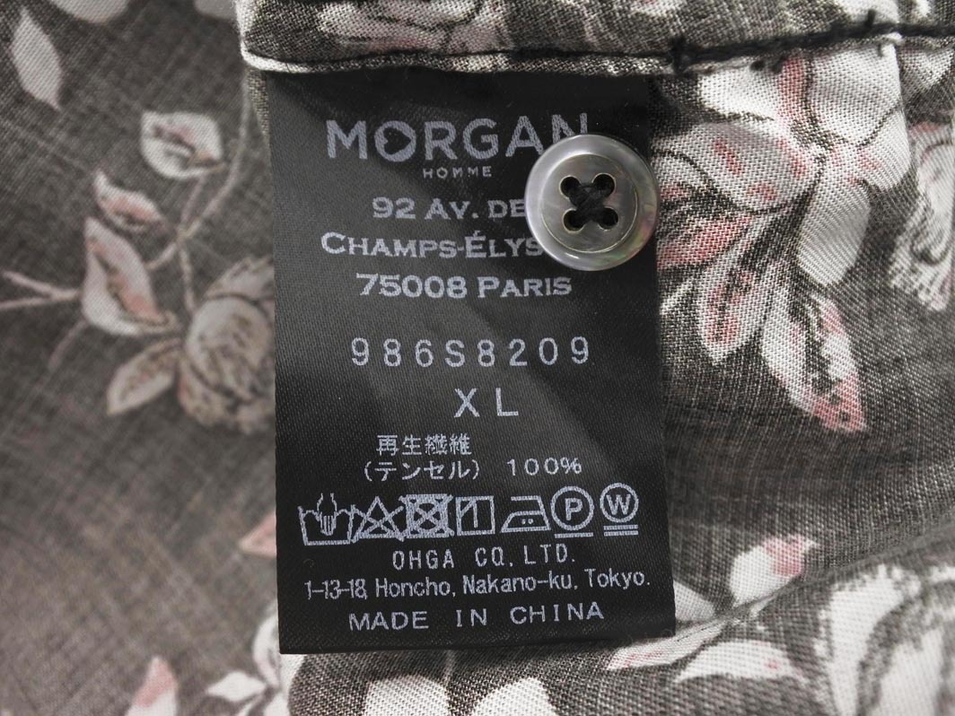 MORGAN モルガン HOMME オム 花柄 シャツ 黒 ■◆ ☆ fea1 メンズ