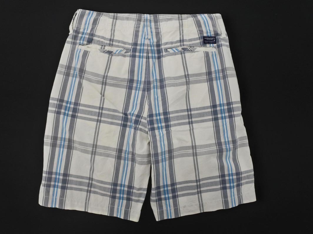 AMERICAN EAGLE アメリカンイーグル チェック ハーフ パンツ size28/白ｘグレー ■◆ ☆ fea2 メンズ