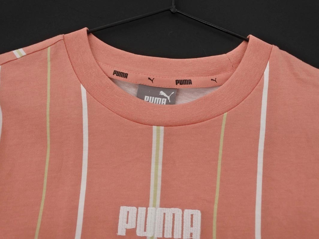 ネコポスOK PUMA プーマ ストライプ Tシャツ sizeL/ピンク ■◆ ☆ fea2 メンズ_画像2