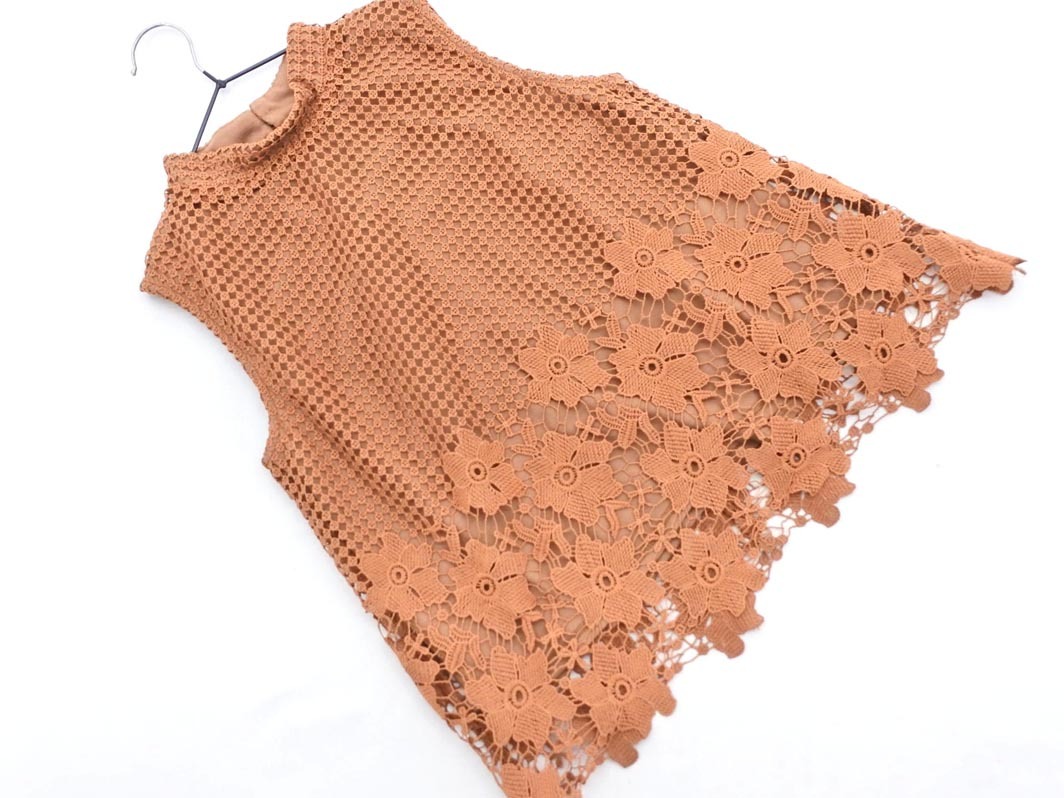 VIS ビス フェイクレイヤード 総レース ノースリーブ ニット セーター sizeF/茶 ■◆ ☆ fea1 レディース