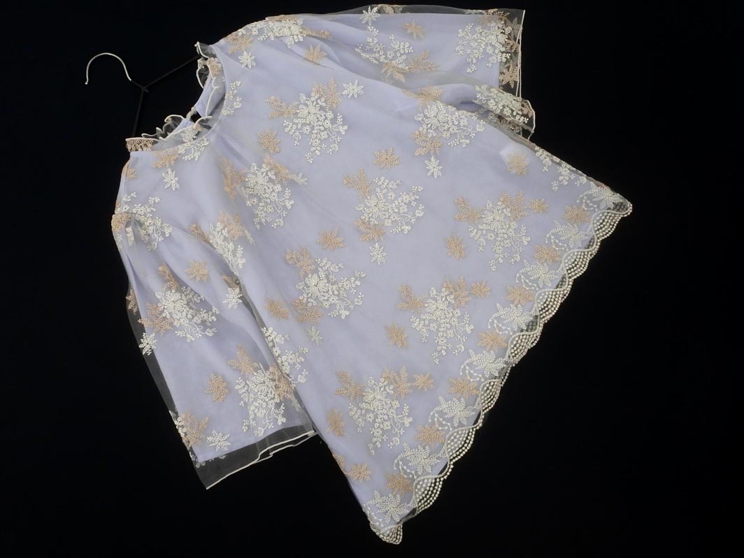 mysty woman Misty u- man chu-ru вышивка поддельный Layered блуза cut and sewn sizeF/ sax #* * fea1 женский 