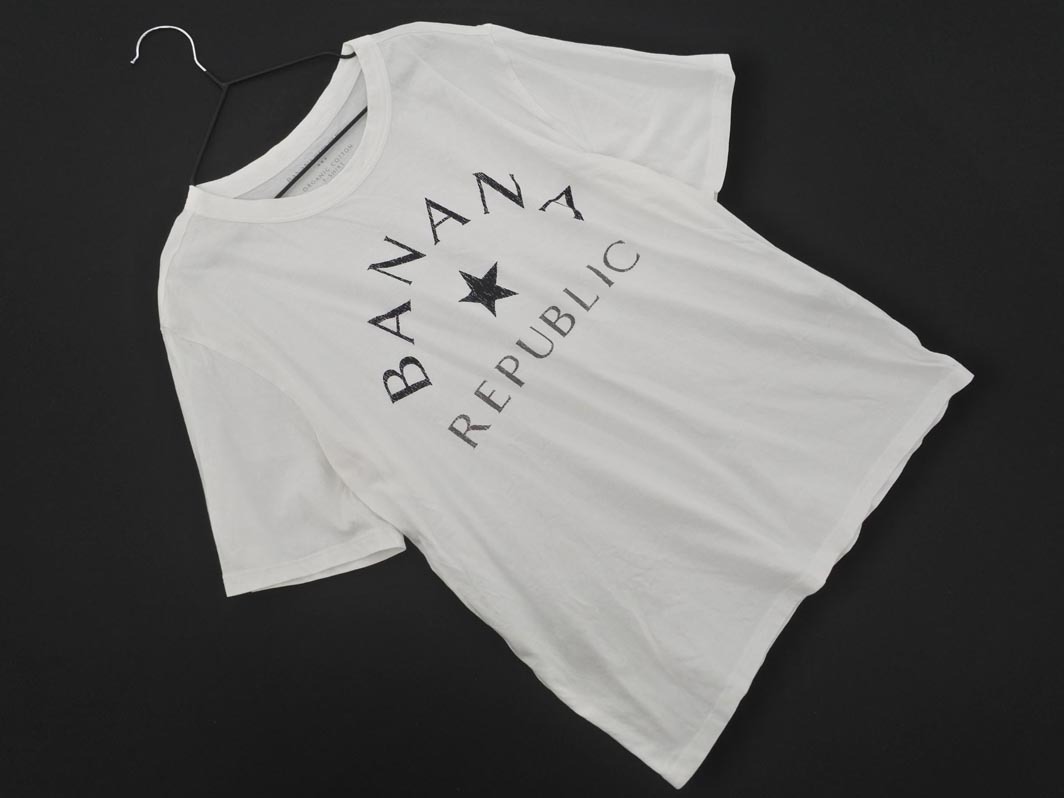 ネコポスOK BANANA REPUBLIC バナナリパブリック プリント Tシャツ sizeM/白 ■◆ ☆ fea7 レディース