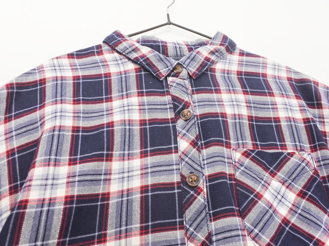 earth music&ecology アースミュージック&エコロジー チェック シャツ ワンピース sizeM/紺 ■◇ ☆ fea7 レディース_画像4