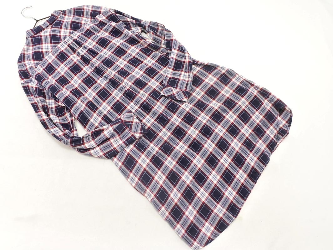 earth music&ecology アースミュージック&エコロジー チェック シャツ ワンピース sizeM/紺 ■◇ ☆ fea7 レディース_画像5