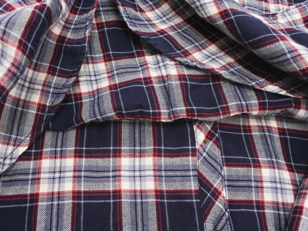 earth music&ecology アースミュージック&エコロジー チェック シャツ ワンピース sizeM/紺 ■◇ ☆ fea7 レディース_画像6