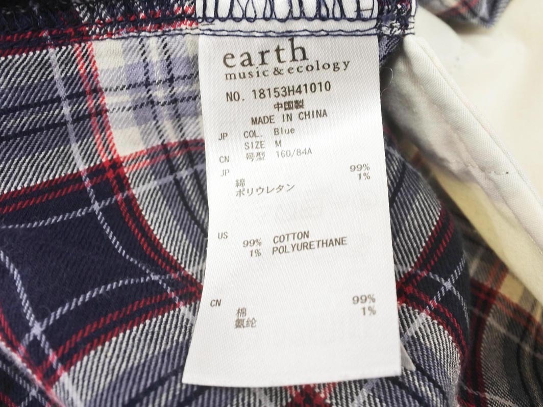 earth music&ecology アースミュージック&エコロジー チェック シャツ ワンピース sizeM/紺 ■◇ ☆ fea7 レディース_画像7