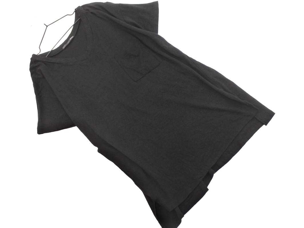 Heather ヘザー Vネック ポケット カットソー sizeF/黒 ■◆ ☆ fea9 レディース