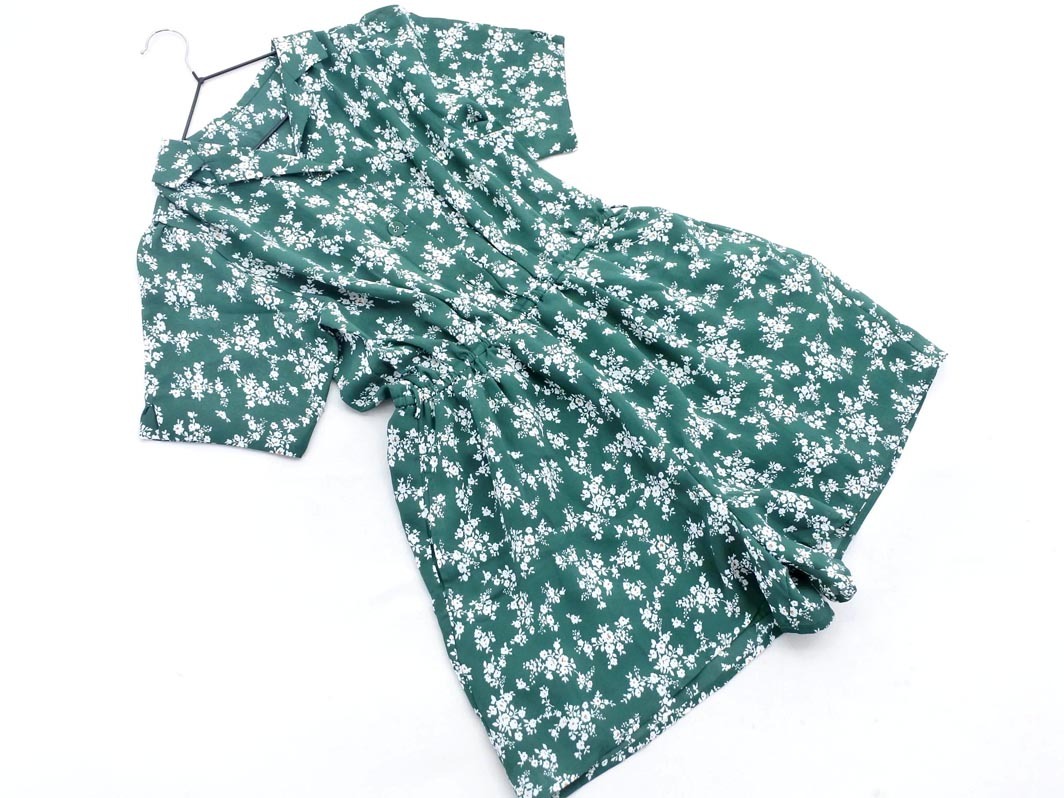 Heather ヘザー 花柄 オールインワン sizeF/緑 ■◆ ☆ fea8 レディース