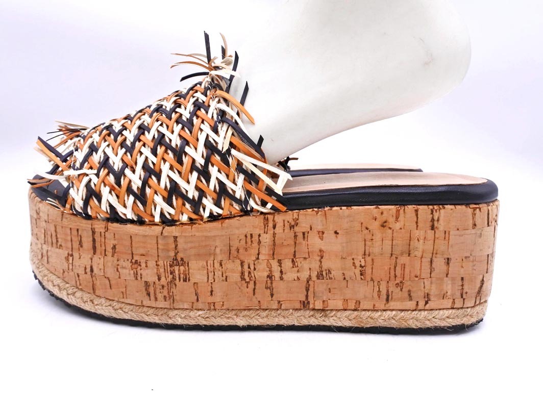 あしながおじさん 厚底 サンダル size（25ｃｍくらい）/キャメルｘ白ｘ黒 ■◆ ☆ fea8 レディース_画像2