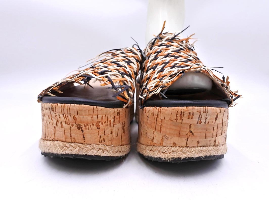 あしながおじさん 厚底 サンダル size（25ｃｍくらい）/キャメルｘ白ｘ黒 ■◆ ☆ fea8 レディース_画像3