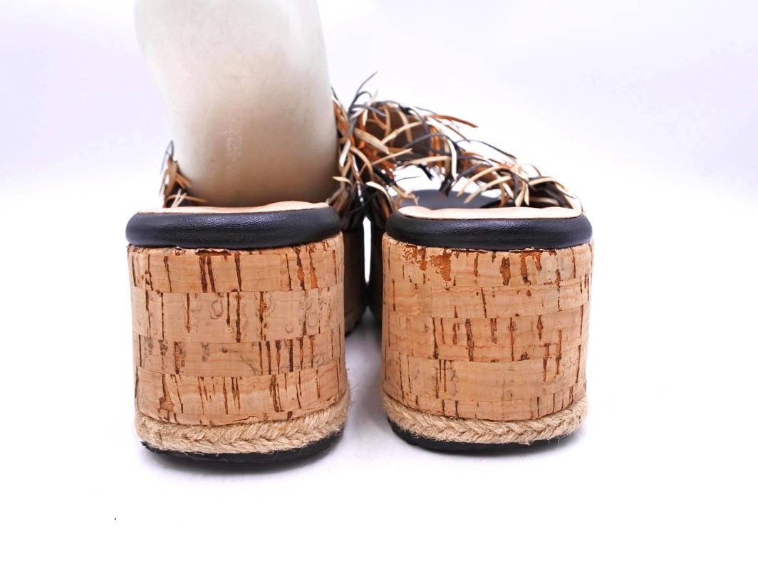 あしながおじさん 厚底 サンダル size（25ｃｍくらい）/キャメルｘ白ｘ黒 ■◆ ☆ fea8 レディース_画像4