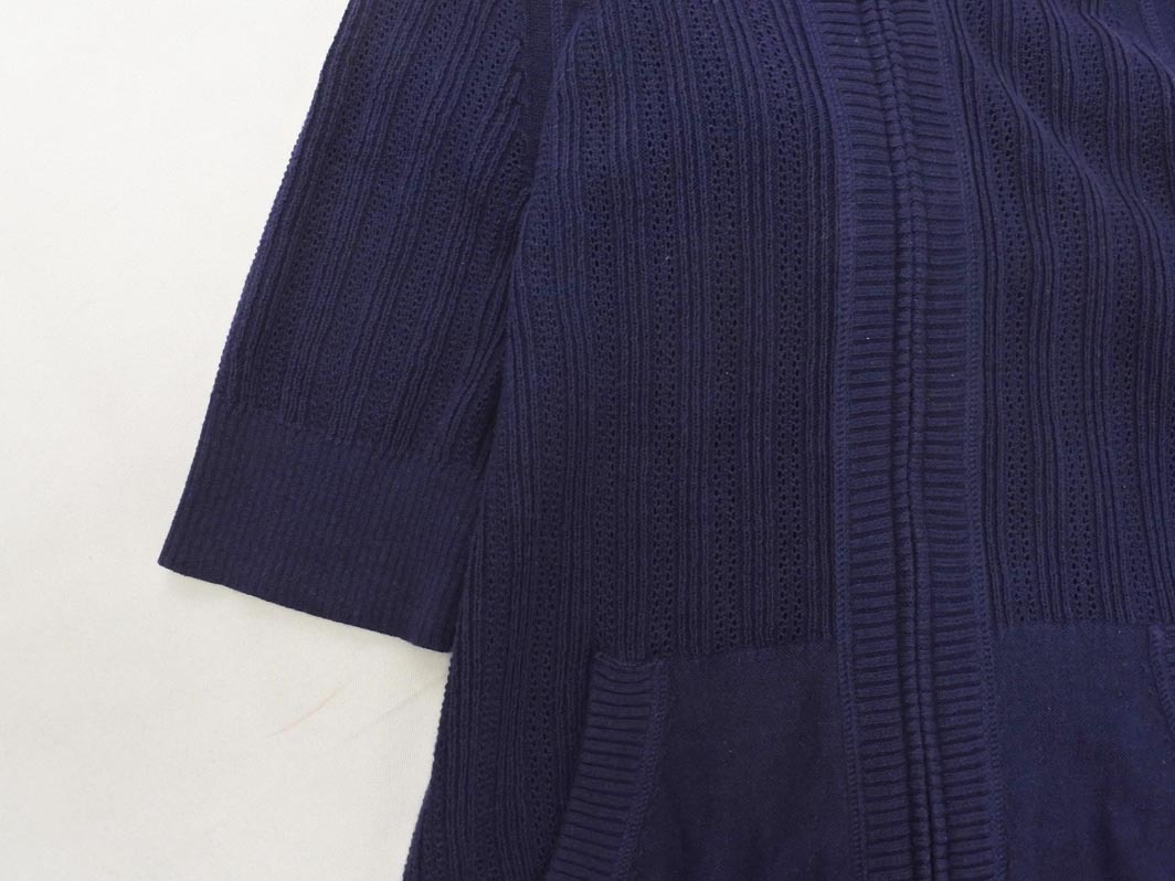 Eddie Bauer エディーバウアー 半袖 ニット ジップアップ パーカー sizePS/紺 ■◆ ☆ fea9 レディース