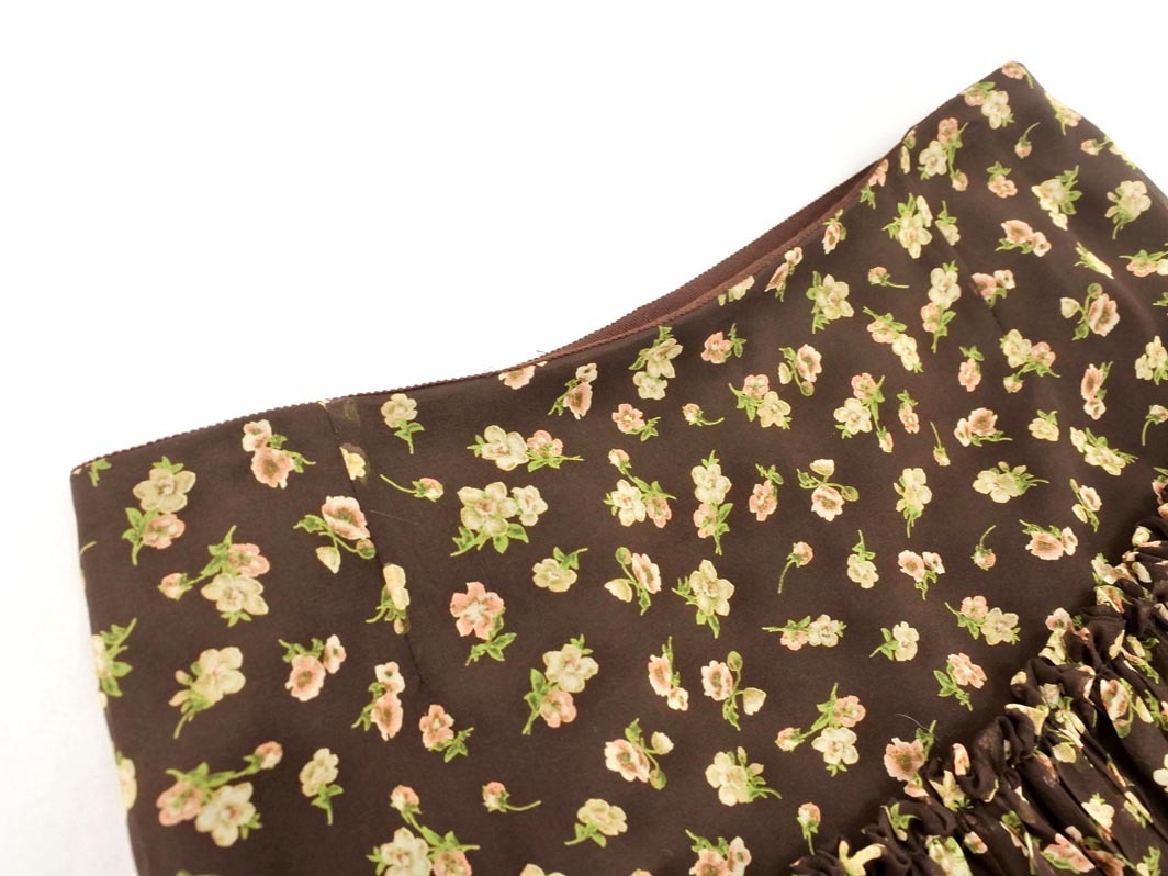 EPOCA エポカ シフォン 花柄 Aライン 臺形 スカート size40/茶 ■◇ ☆ fea8 レディース