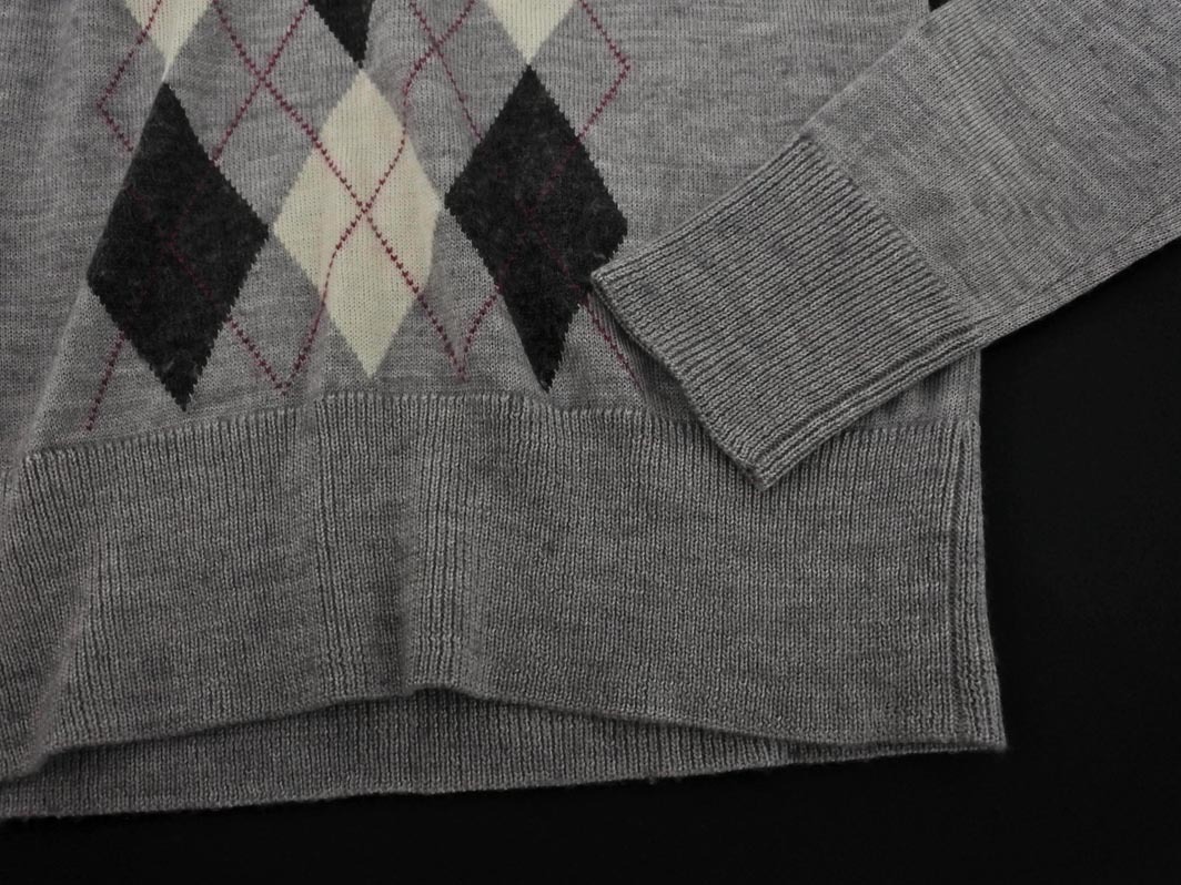 ネコポスOK COMME CA ISM コムサイズム ウール混 アーガイル ニット セーター sizeM/グレー ◇■ ☆ fea9 レディース_画像2