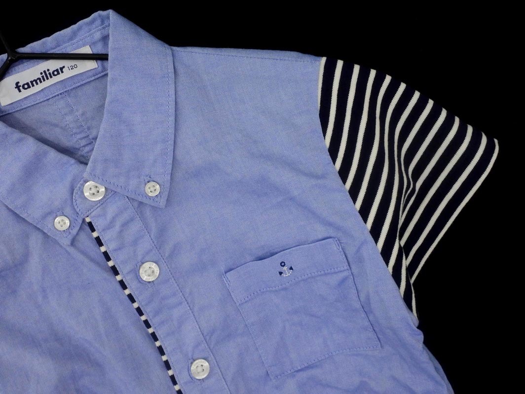 ネコポスOK familiar ファミリア 半袖 シャツ 120cm 青 ■◆ ☆ feb2