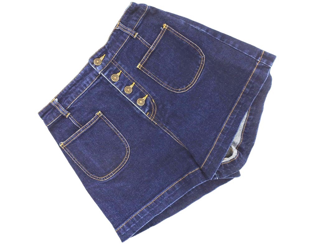 Heather ヘザー ボタンフライ ショート デニムパンツ sizeM/紺 ■◆ ☆ feb4 レディース