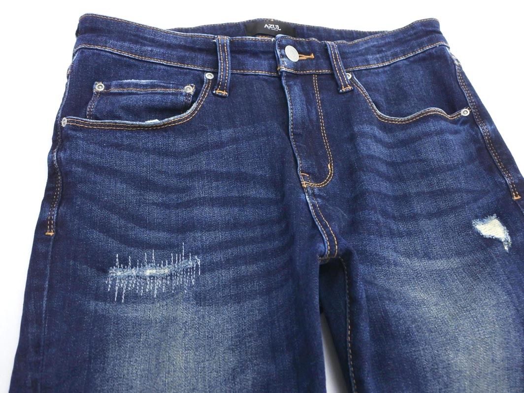 AZUL BY MOUSSY アズールバイマウジー ダメージ加工 スキニー デニムパンツ sizeS/紺 ■■ ☆ feb4 レディース