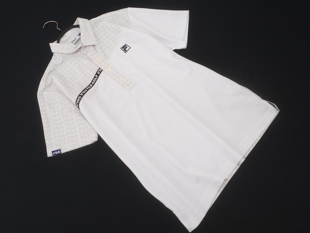 ネコポスOK FILA フィラ GOLF ゴルフ ロゴ 切り替え ポロシャツ sizeM/白 ■◆ ☆ feb4 メンズ