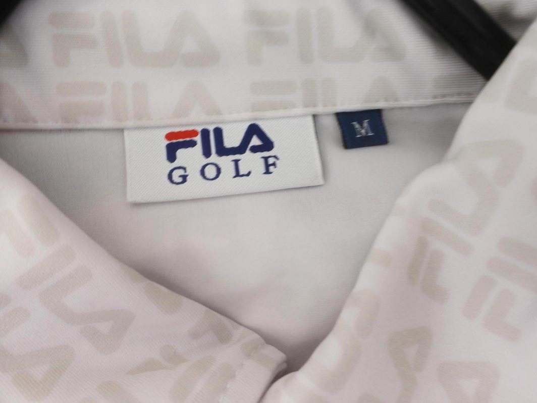 ネコポスOK FILA フィラ GOLF ゴルフ ロゴ 切り替え ポロシャツ sizeM/白 ■◆ ☆ feb4 メンズ