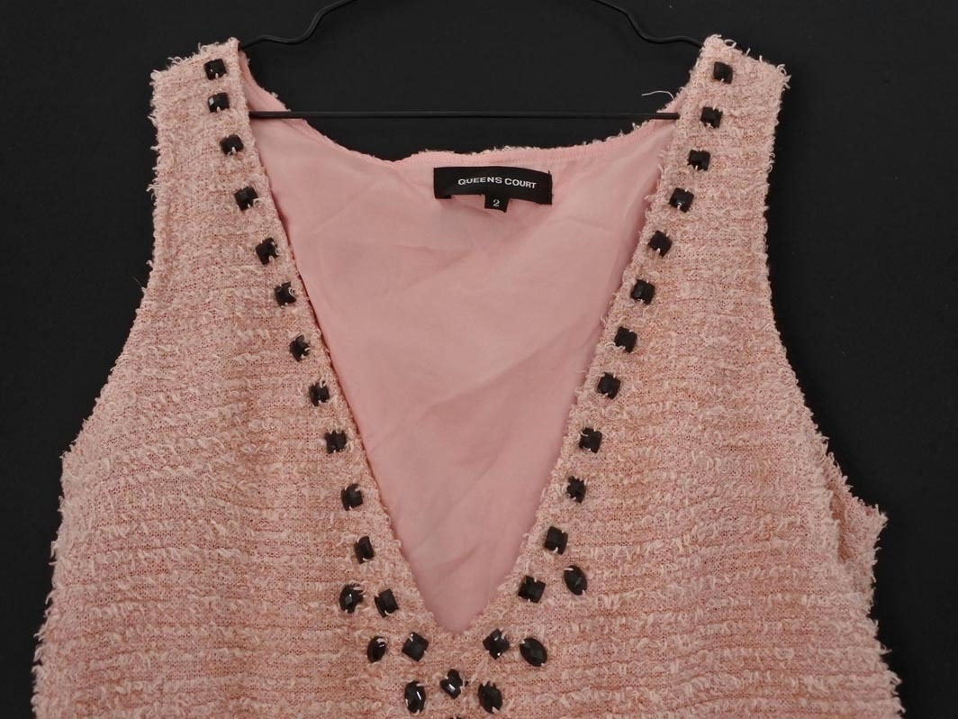 QUEENS COURT クイーンズコート ビーズ チュニック Iライン ワンピース size2/ピンク ■◇ ☆ feb5 レディース