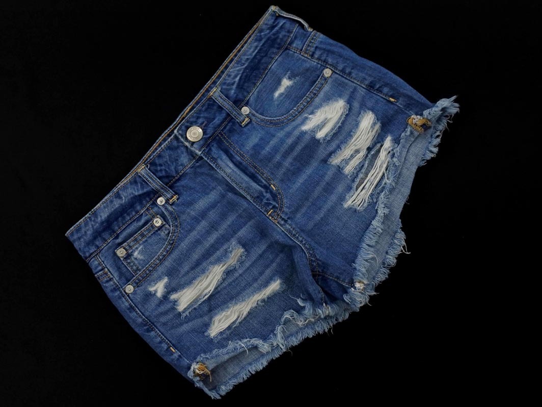 AMERICAN EAGLE アメリカンイーグル ダメージ加工 ショート デニムパンツ size34/青 ■◆ ☆ feb5 レディース