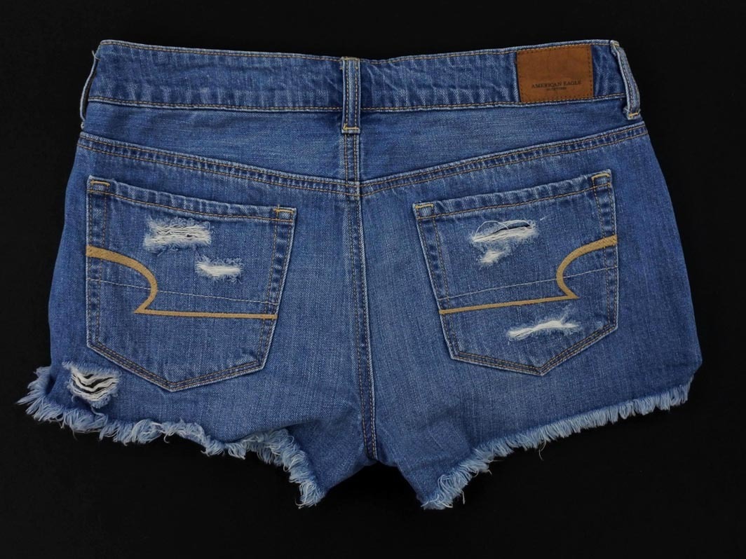 AMERICAN EAGLE アメリカンイーグル ダメージ加工 ショート デニムパンツ size34/青 ■◆ ☆ feb5 レディース