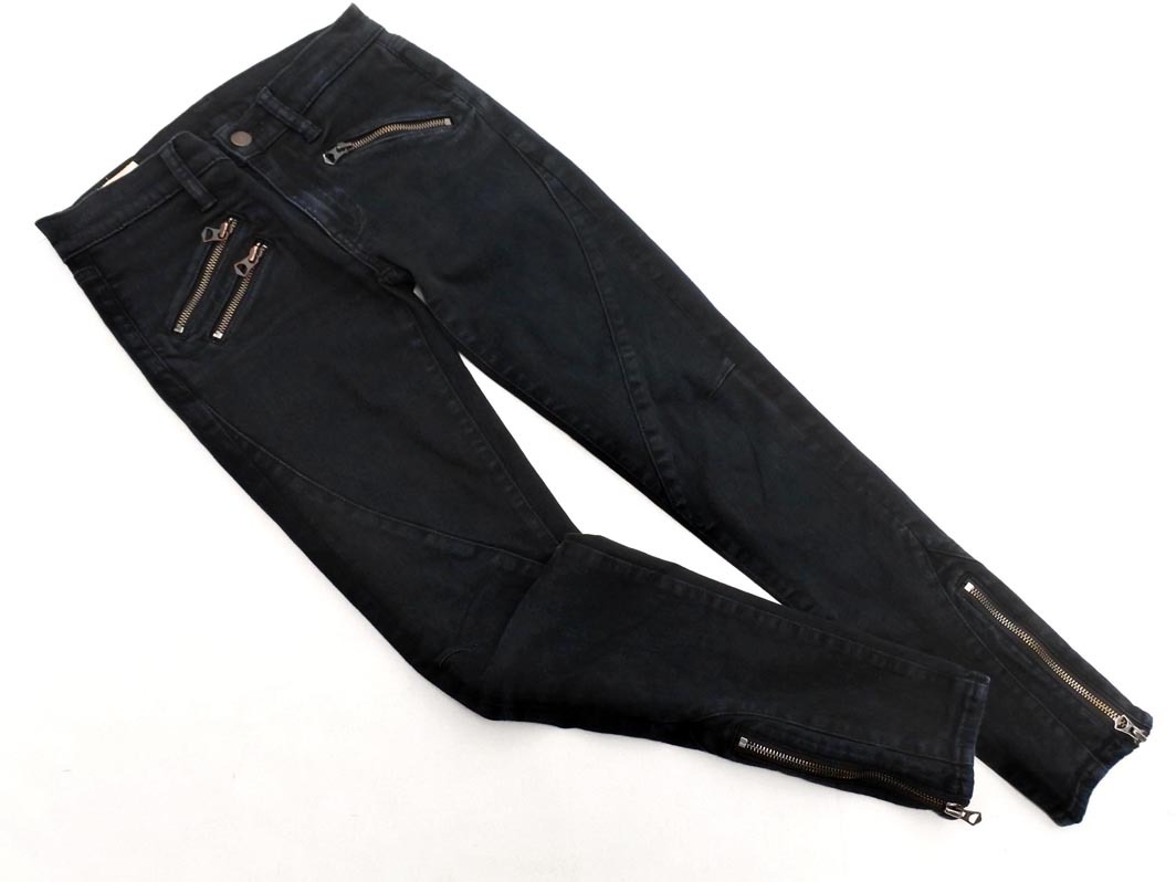 POLO RALPH LAUREN ポロ ラルフローレン ストレッチ 裾ジップ スキニー パンツ size25/黒 ■■ ☆ feb5 レディース