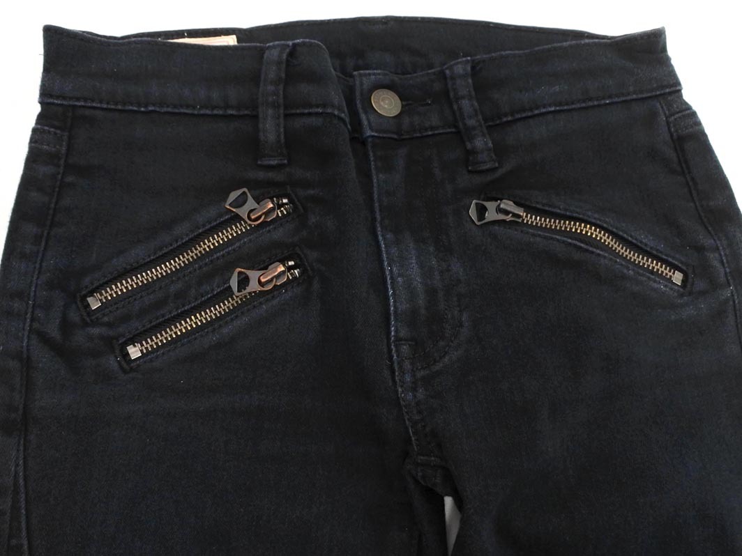 POLO RALPH LAUREN ポロ ラルフローレン ストレッチ 裾ジップ スキニー パンツ size25/黒 ■■ ☆ feb5 レディース
