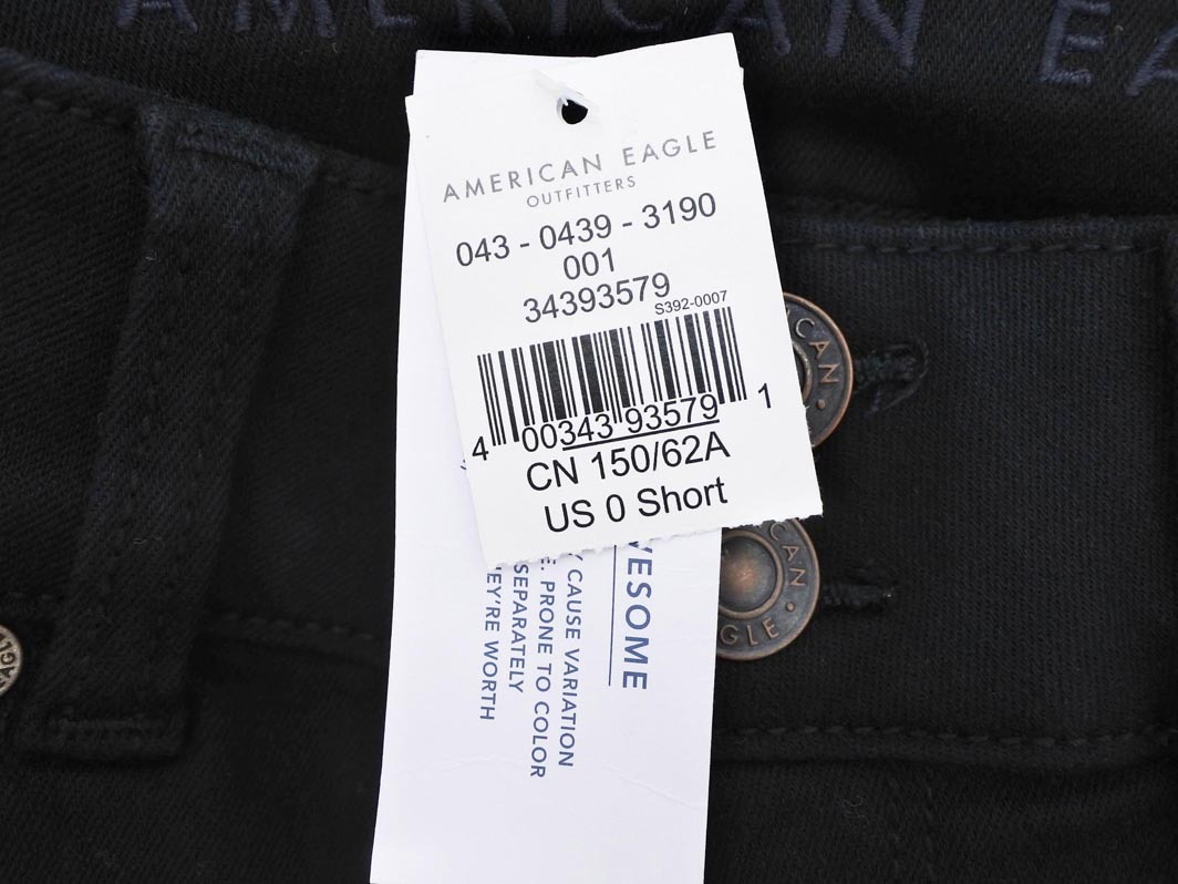新品 AMERICAN EAGLE アメリカンイーグル ストレッチ クロップド デニムパンツ size0/黒 ■◇ ☆ feb6 レディース