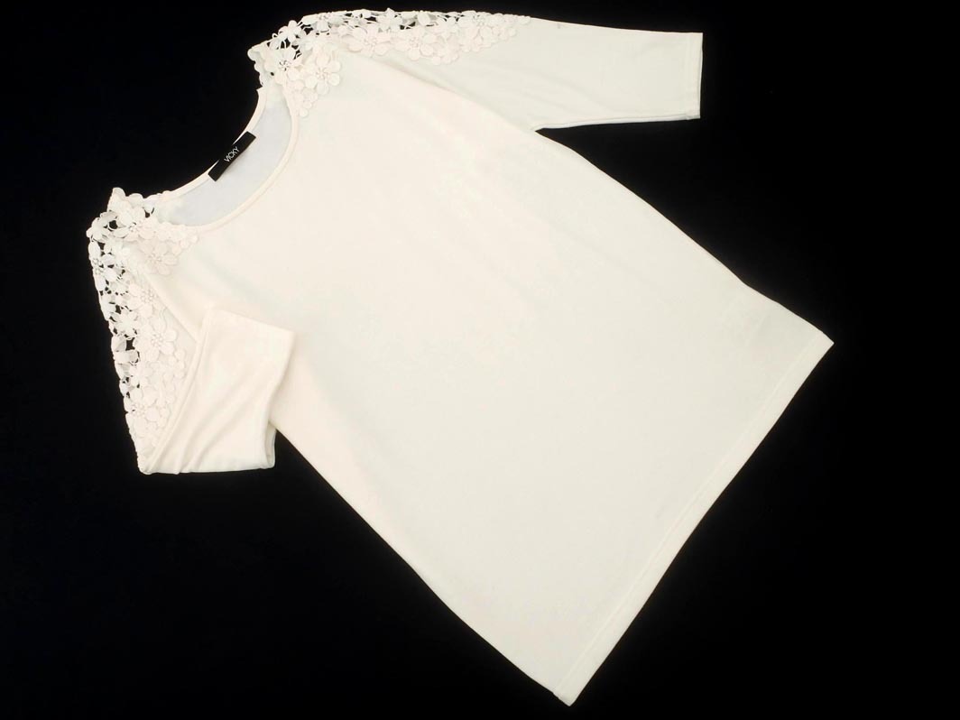 VICKY ビッキー レース カットソー size2/白 ■◇ ☆ feb6 レディース
