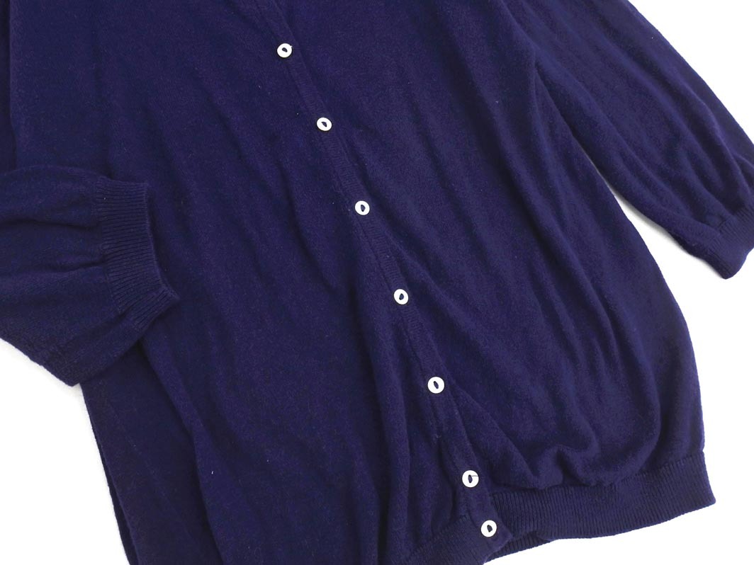 ネコポスOK earth music&ecology アースミュージック＆エコロジー レース ニット カーディガン sizeS/紺 ■◇ ☆ feb6 レディース_画像2