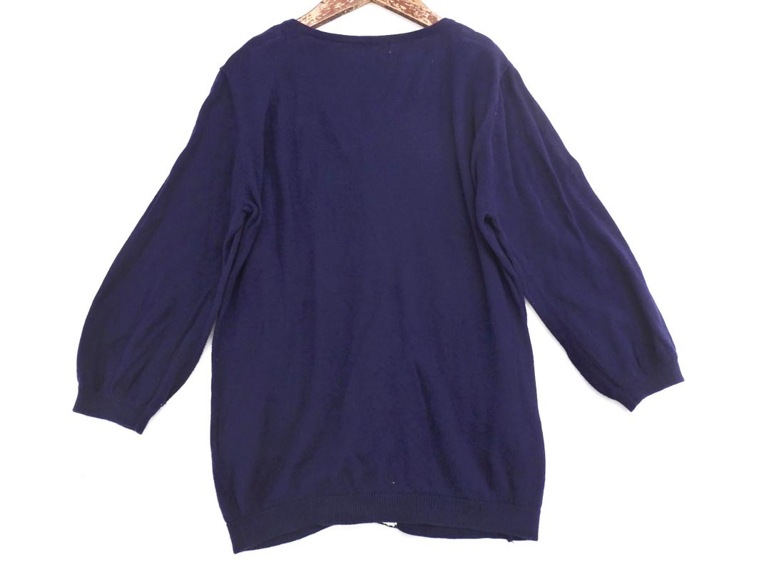 ネコポスOK earth music&ecology アースミュージック＆エコロジー レース ニット カーディガン sizeS/紺 ■◇ ☆ feb6 レディース_画像4