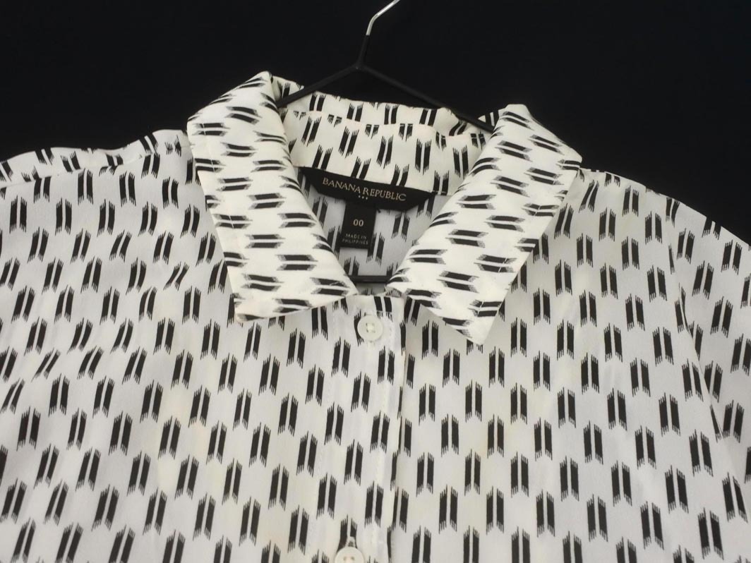 BANANA REPUBLIC バナナリパブリック 総柄 シャツ ワンピース size00/白ｘ黒 ■◆ ☆ feb6 レディース