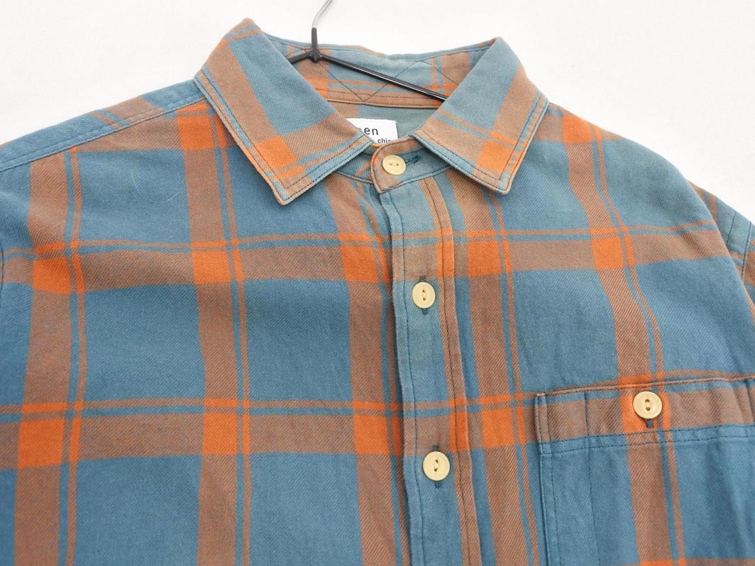 coen コーエン チェック シャツ sizeS/青ｘオレンジ ■◇ ☆ feb6 メンズ
