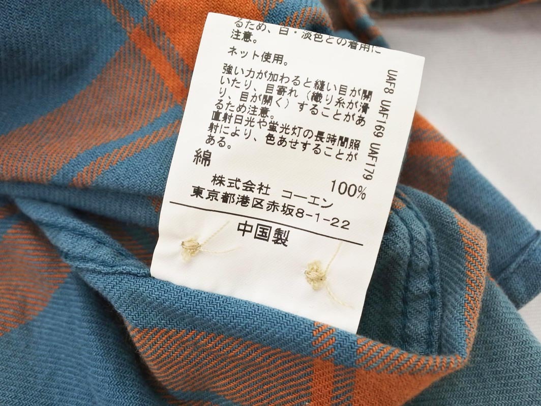 coen コーエン チェック シャツ sizeS/青ｘオレンジ ■◇ ☆ feb6 メンズ