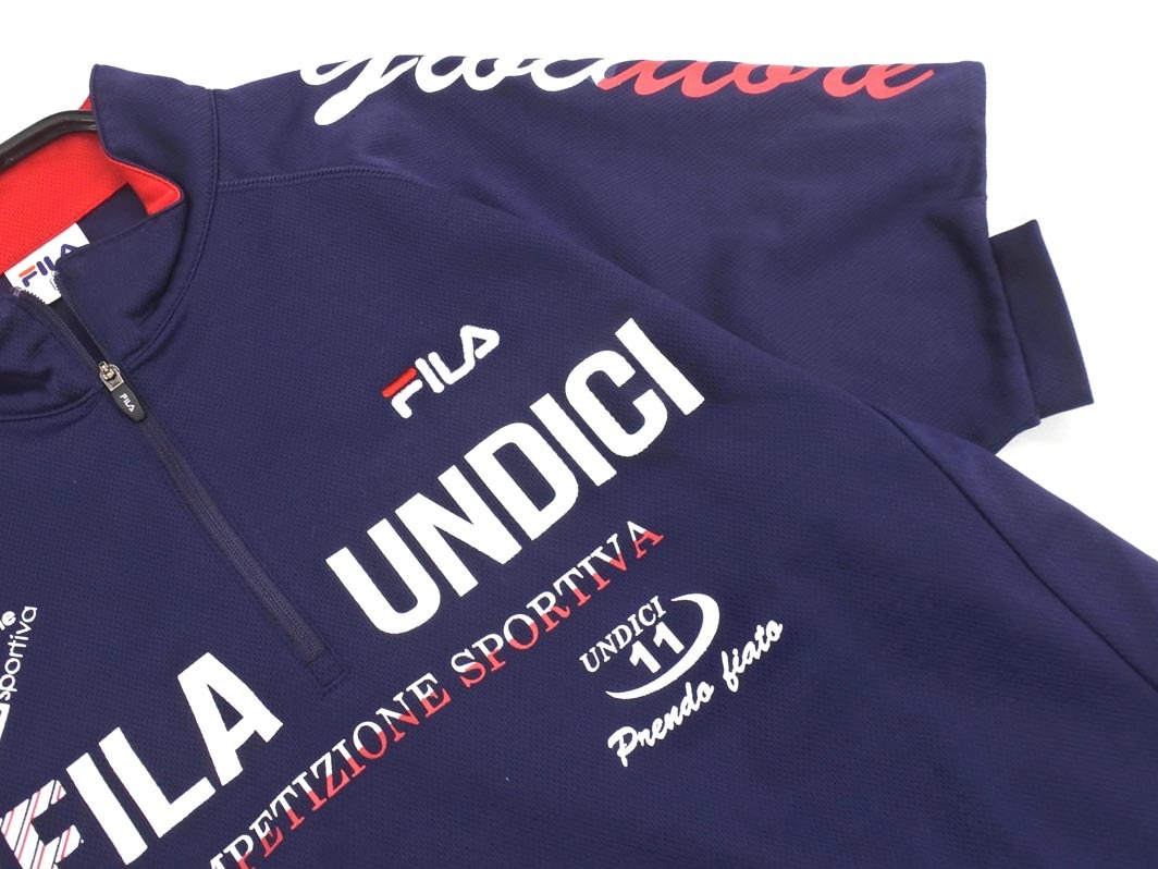 FILA フィラ ハーフジップ ロゴ プリント トレーニングウェア カットソー sizeM/紺 ■◆ ☆ feb9 メンズ