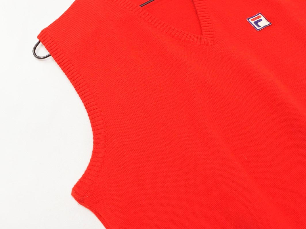 ネコポスOK FILA フィラ ウール100% ニット ベスト size50/赤 ◇■ ☆ feb9 メンズ