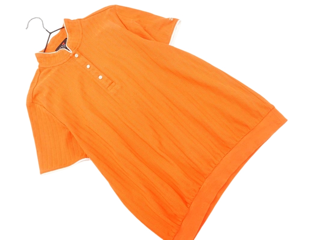 ネコポスOK 23區(qū) SPORT 23區(qū) スポーツ スタンドカラー ポロシャツ size1/オレンジ ■◆ ☆ fec0 レディース