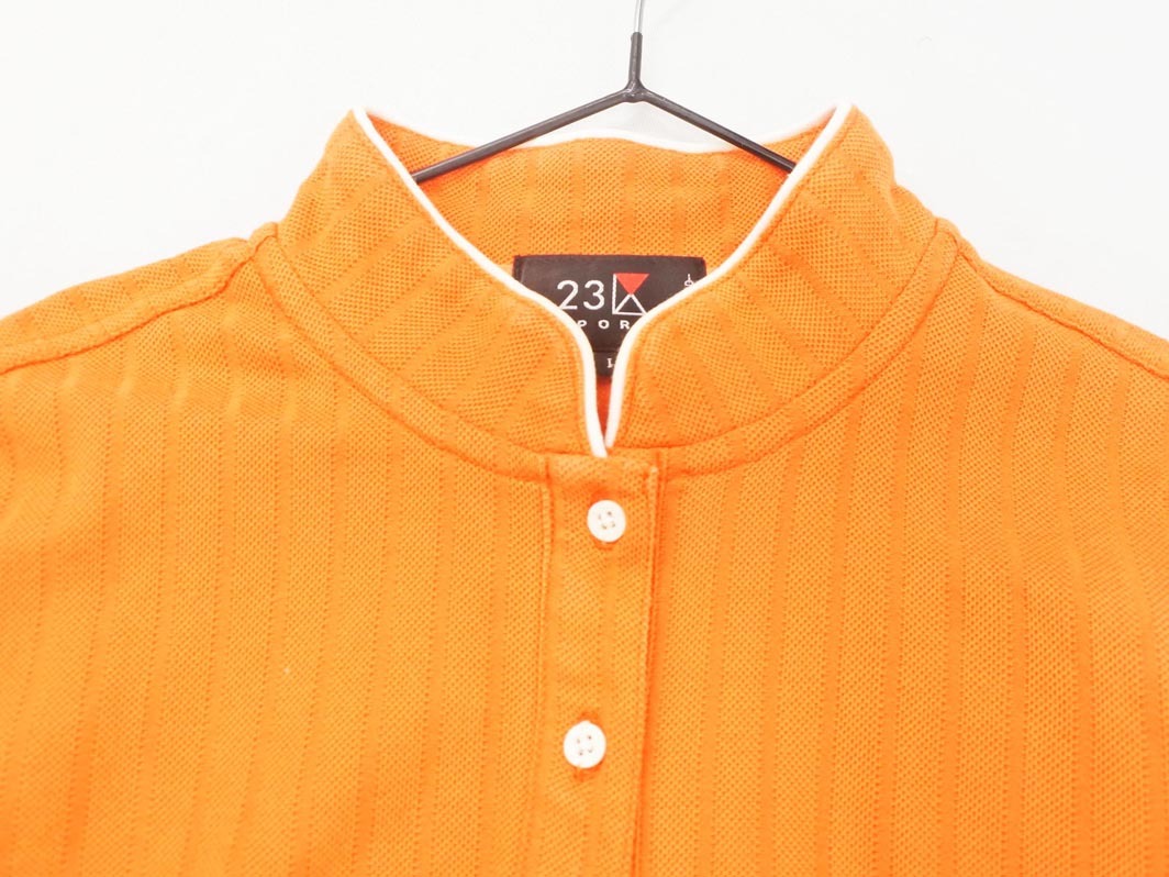 ネコポスOK 23區(qū) SPORT 23區(qū) スポーツ スタンドカラー ポロシャツ size1/オレンジ ■◆ ☆ fec0 レディース