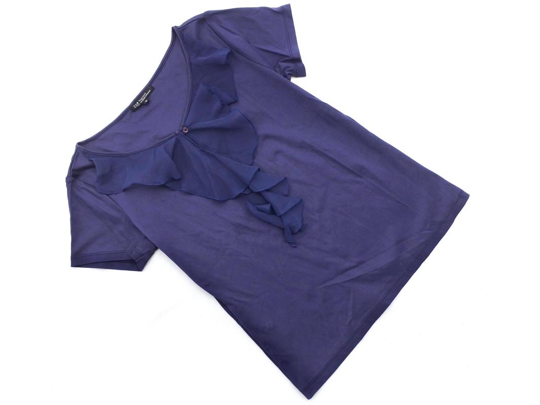 ネコポスOK 23區(qū) フリル カットソー size38/紺 ■◆ ☆ fec0 レディース