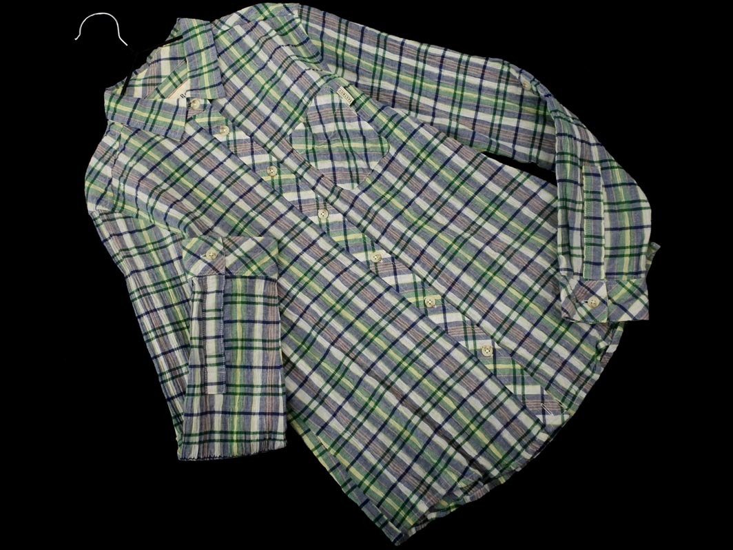 ネコポスOK EASTBOY イーストボーイ チェック シャツ size11/白ｘ紺ｘ緑 ■◇ ☆ fec0 レディース